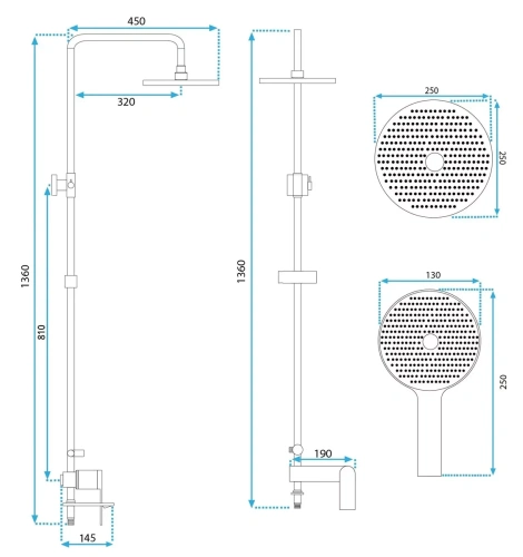 Душевая система Rea Veneta gold matt P3003