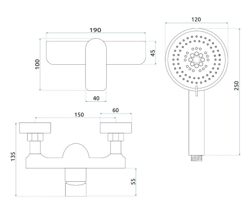 Смеситель для душа Rea Dart gold B5653