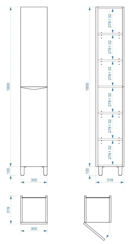 Пенал напольный Vela Бриз 30Н (двери) петли левые RS633467