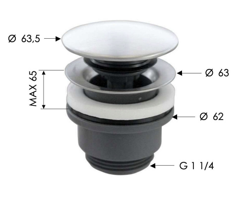 Донный клапан универсальный 1”1/4 Remer SS905CCR, нержавеющая сталь
