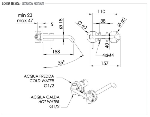 Смеситель для раковины Remer X Style X15PCFP, чёрный брашированный хром