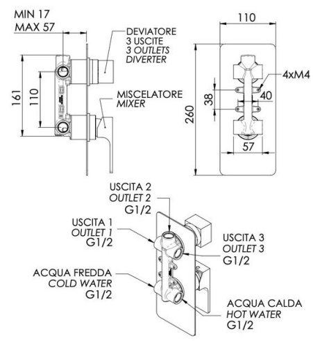 Смеситель для душа Remer Absolute AU93