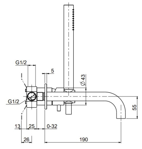 Смеситель для ванны QuadroDesign Source/Ottavo 1369.00AS