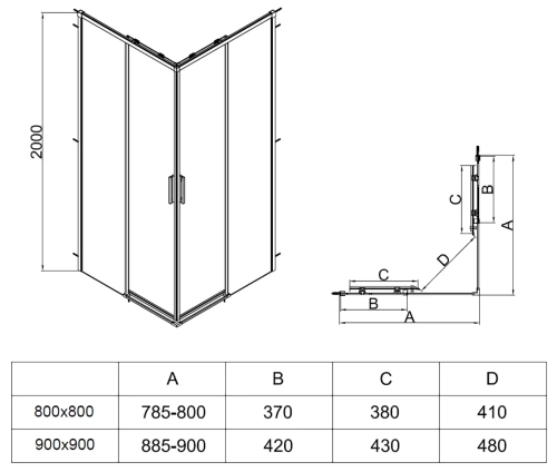 Душевой уголок Vincea Soft 2 VSS-3SO2900CL