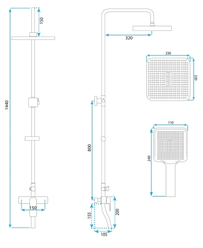 Душевая система Rea Argus copper brush P3001