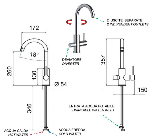 Смеситель для кухни Remer X Style N792DWDO, золото глянцевое