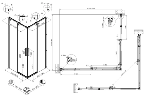 Душевой уголок Vincea Ultima VSS-7UL9010CL
