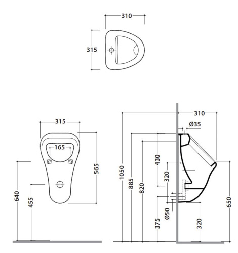 Писсуар подвесной Globo Artcompl VA089BI