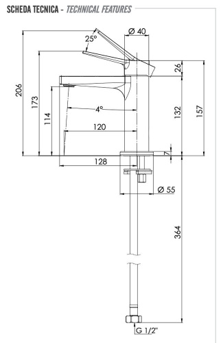 Смеситель для раковины Remer Slash SL12NO, черный матовый