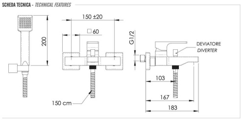 Смеситель для ванны Remer Absolute AU02BO, белый матовый