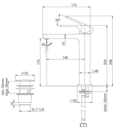 Смеситель для раковины Remer Absolute AU10ACCBG, золото брашированное