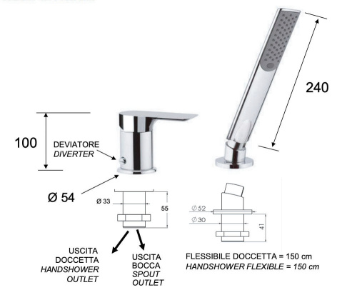 Смеситель для ванны Remer Infinity I27