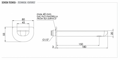 Излив настенный 18 см Remer Infinity 91ICFP, черный брашированный хром