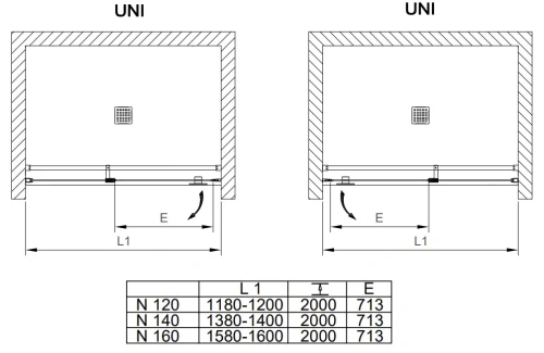 Душевая дверь Kolpa-San Andromeda N 160 silver brill transparent 516740