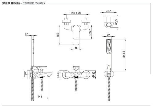 Смеситель для ванны Remer Infinity I02BO, белый матовый