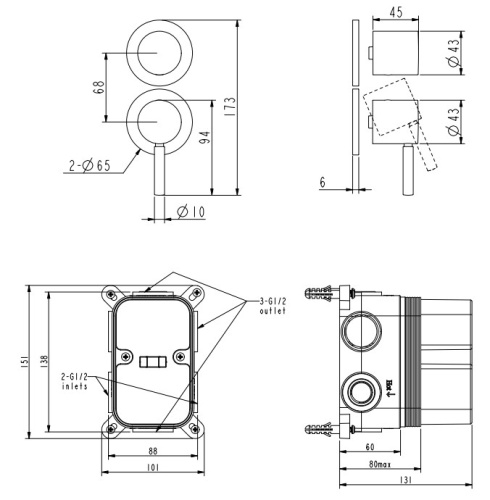Смеситель для душа Nemo NM-2357BGM brush gun metal