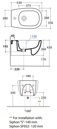 Биде подвесное Globo DAILY DNS09BI