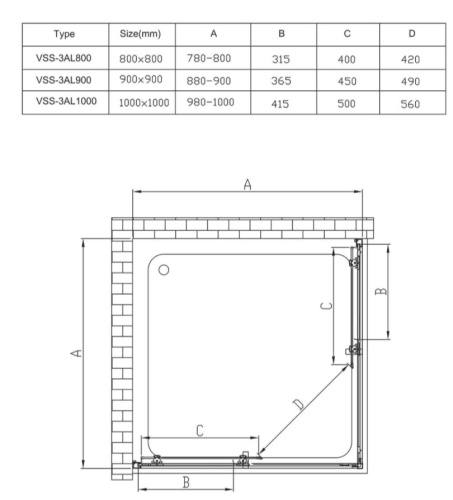 Душевой уголок Vincea Alpha VSS-3AL100CLB