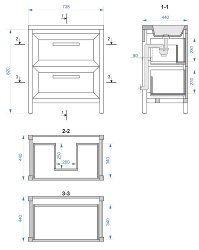 Тумба напольная Vela Фаворит массив 75Н (белый) под Milen TU69103
