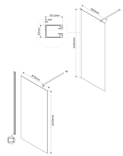 Душевая стенка Vincea Walk-In VSW-1H900CLBN