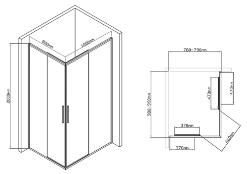 Душевой уголок Vincea Slim-U VSS-2SU8010CLB