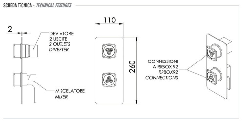 Смеситель для душа Remer Absolute AU92KBBG, золото брашированное