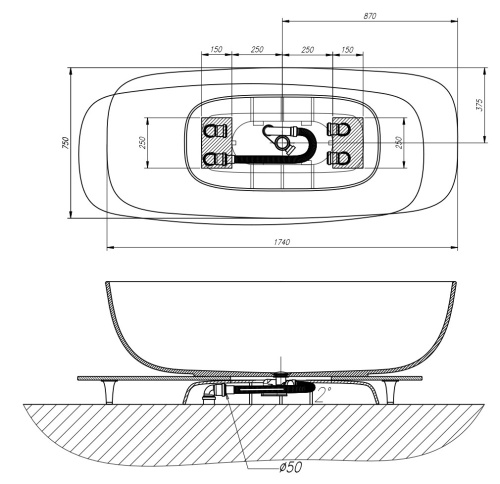Ванна из искусственного камня Kolpa-San Milo FS 174x75 Red