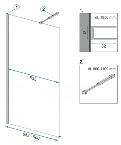 Душевая стенка Rea AERO 90x195 K7553