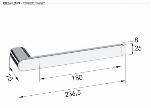 Полотенцедержатель Remer Lounge LN44CFP, черный брашированный хром