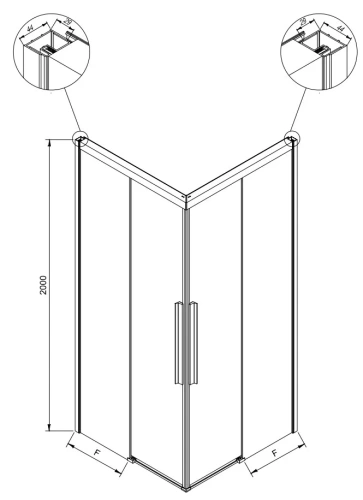 Душевая дверь Kolpa-San Libra Q 90 black transparent 516850