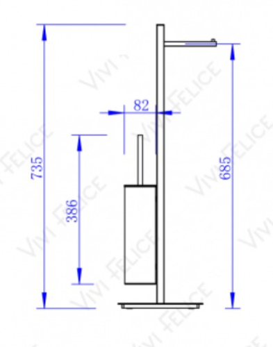 Напольная стойка с бумагодержателем и ёршиком Vivi Felice F0312 NICHEL