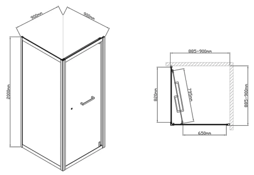 Душевой уголок Vincea Stile VSS-2ST9090CLB-L