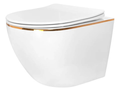 Унитаз подвесной Rea Carlo Mini rimless Flat Gold Edge C1222