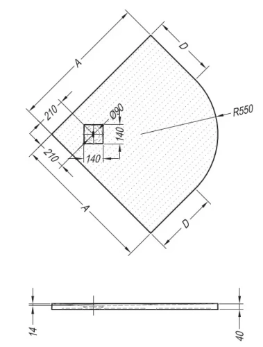 Душевой поддон Kolpa-san Moonwalk R 90x90 R550 antracit 922880