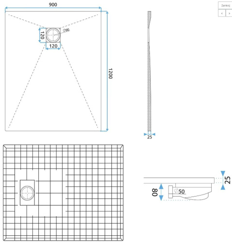 Душевой поддон Rea Magnum Grey 90x120 K4108