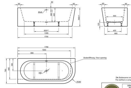Ванна акриловая Knief Wall Corner R 0100-277-R