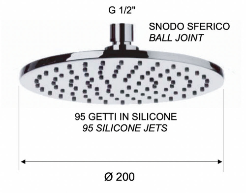 Верхний душ с шарнирным соединением 20 см Remer 359MM20NOX, черный матовый