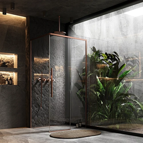 Душевой уголок Rea Solar Brush Copper 90x90 K9512