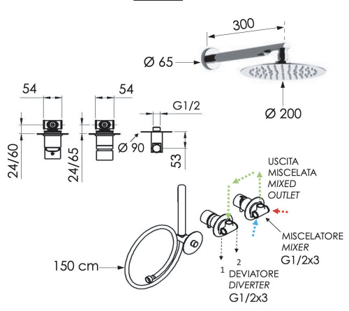 Душевая система Remer X Style X96S02BO, белый матовый