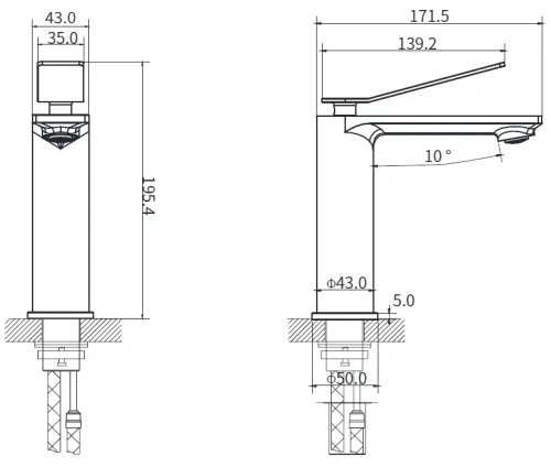 Смеситель для раковины Vincea Verse VBF-2VE1GM