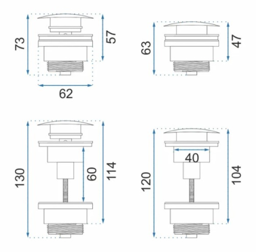Сифон с донным клапаном универсальным Rea Rose Gold A8541