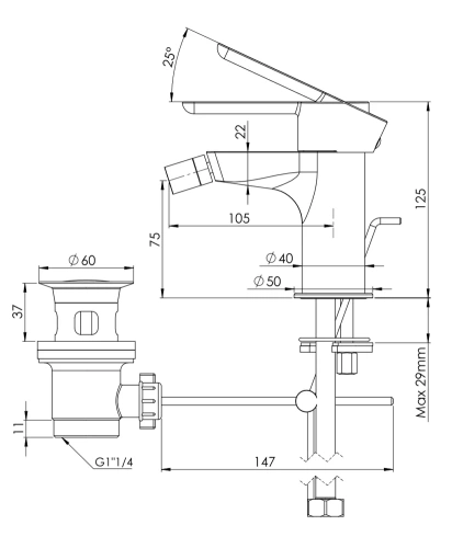 Смеситель для биде Mariani Winter A00493WN12