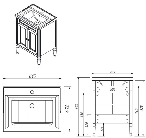 Тумба напольная Caprigo Albion Concept 60 34010-SF022