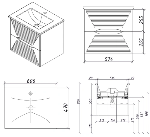 Тумба подвесная Caprigo Modo Terza 60 35611-SF019
