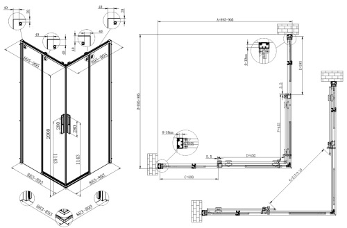 Душевой уголок Vincea Ultima VSS-7UL9090CL