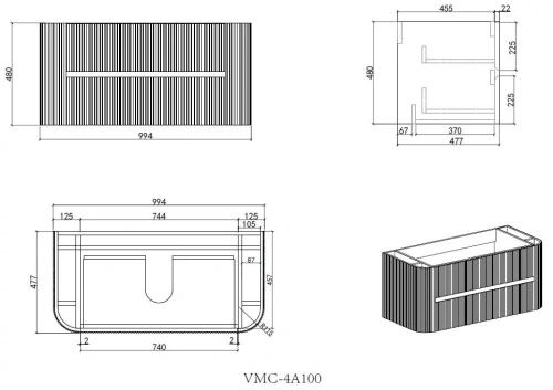 Тумба подвесная Vincea Alto VMC-4A100MLG светло-серый матовый