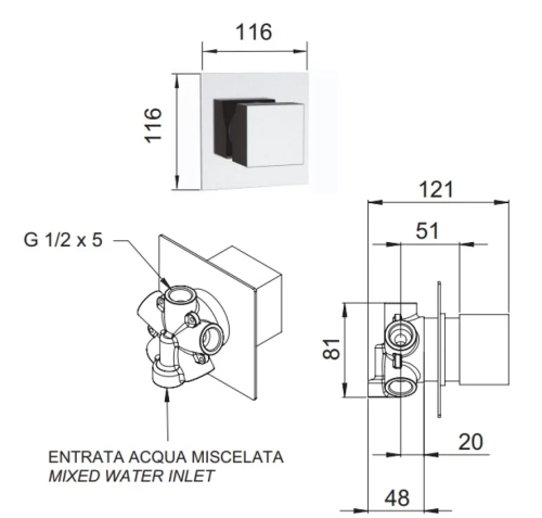 Дивертер на 5 выходов Remer Qubika Q34DEV5