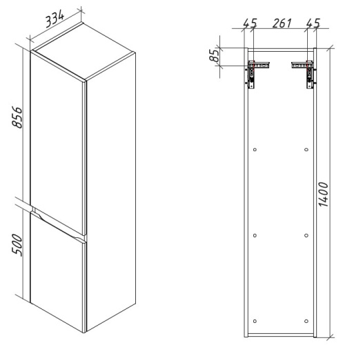 Пенал подвесной Caprigo Forte 35 36150L-SF004