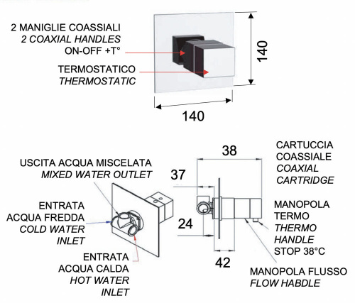 Смеситель для душа Remer Q-Elegance QT30CFP, черный брашированный хром