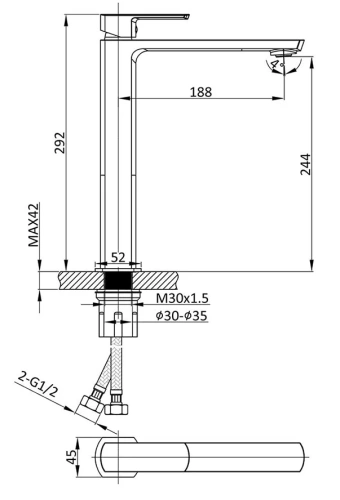 Смеситель для раковины Vincea Next VBF-1N2MB